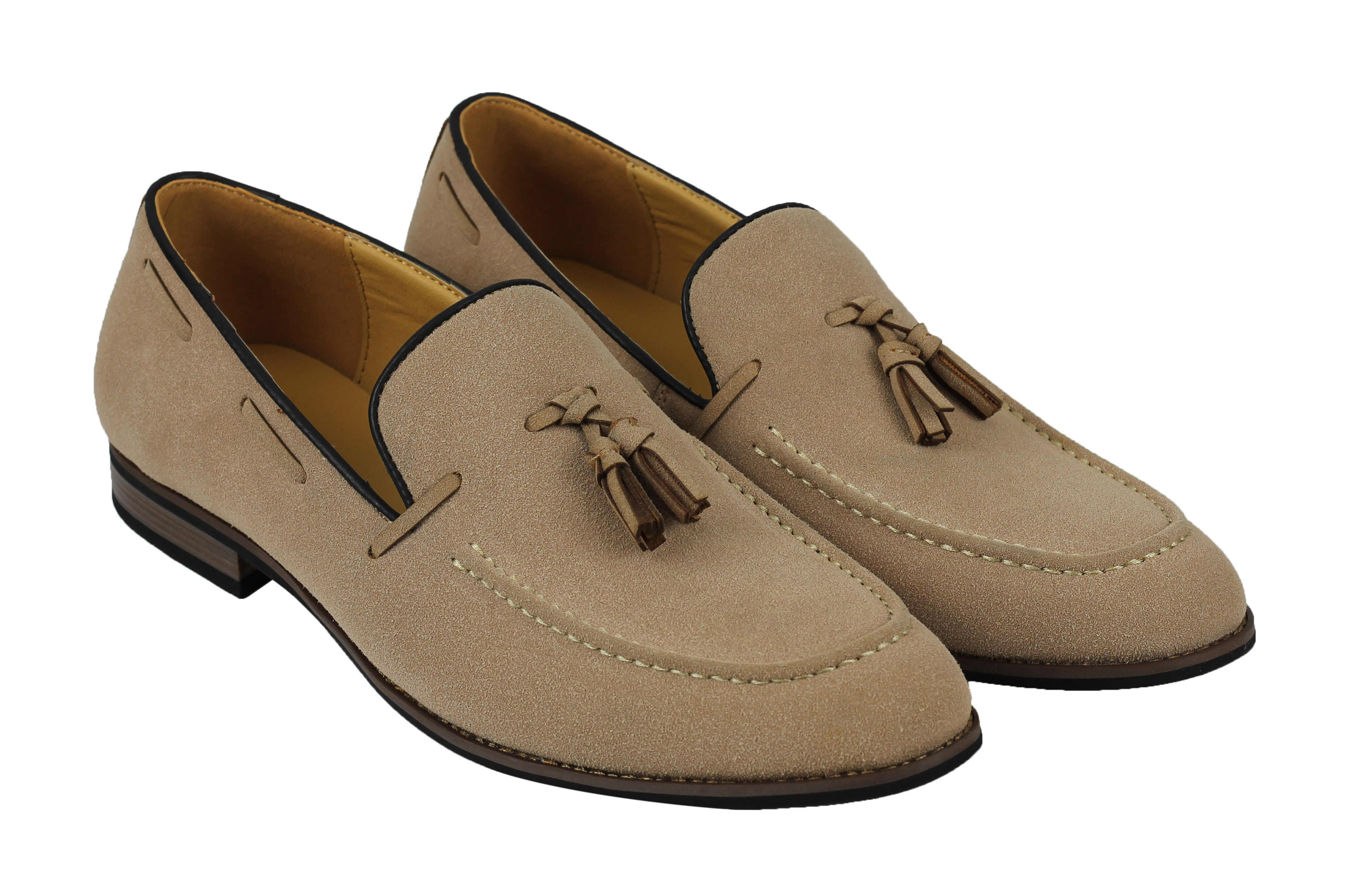 Men's Shoes Mens Suede Leather Line Tassel Loafers Vintage Smart Retro